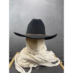 Western Express Inc Black Felt Cowboy Hat Mens Size LXL Gold Band Made in Mexico